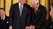 Arnold Palmer receiving Presidential Medal of Freedom from President Bush